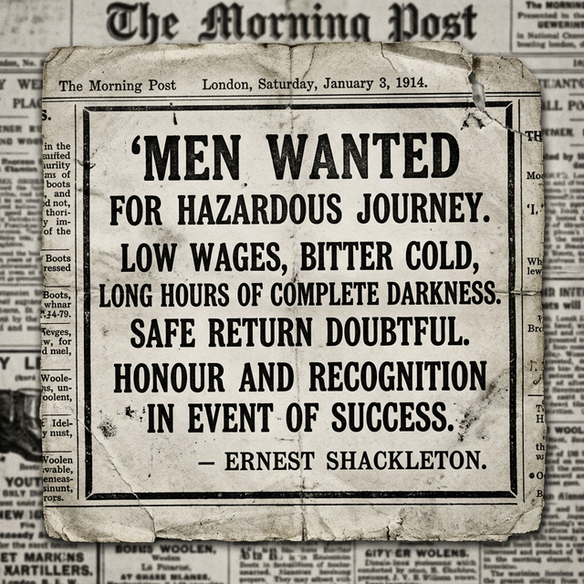 Men wanted for hazardous journey